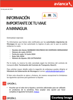 Negativa de ingreso a Nicaragua a Bárbaro de Céspedes.