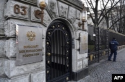 Entrada a la Embajada de Rusia en Berlín.