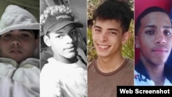 Jonathan Torres, Emiyoslan Román, Brandon David y Rowland Jesús Castillo, menores cubanos encarcelados.