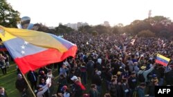 Una manifestación de la oposición venezolana, el 17 de agosto de 2024 en Buenos Aires, Argentina. (Emiliano Lasalvia/AFP).