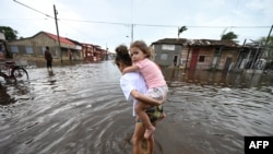 Una calle inundada después del paso del huracán Rafel en Batabano, provincia de Mayabeque, Cuba, el 7 de noviembre de 2024.